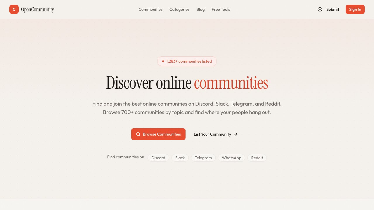 OpenCommunity — Community Discovery Directory