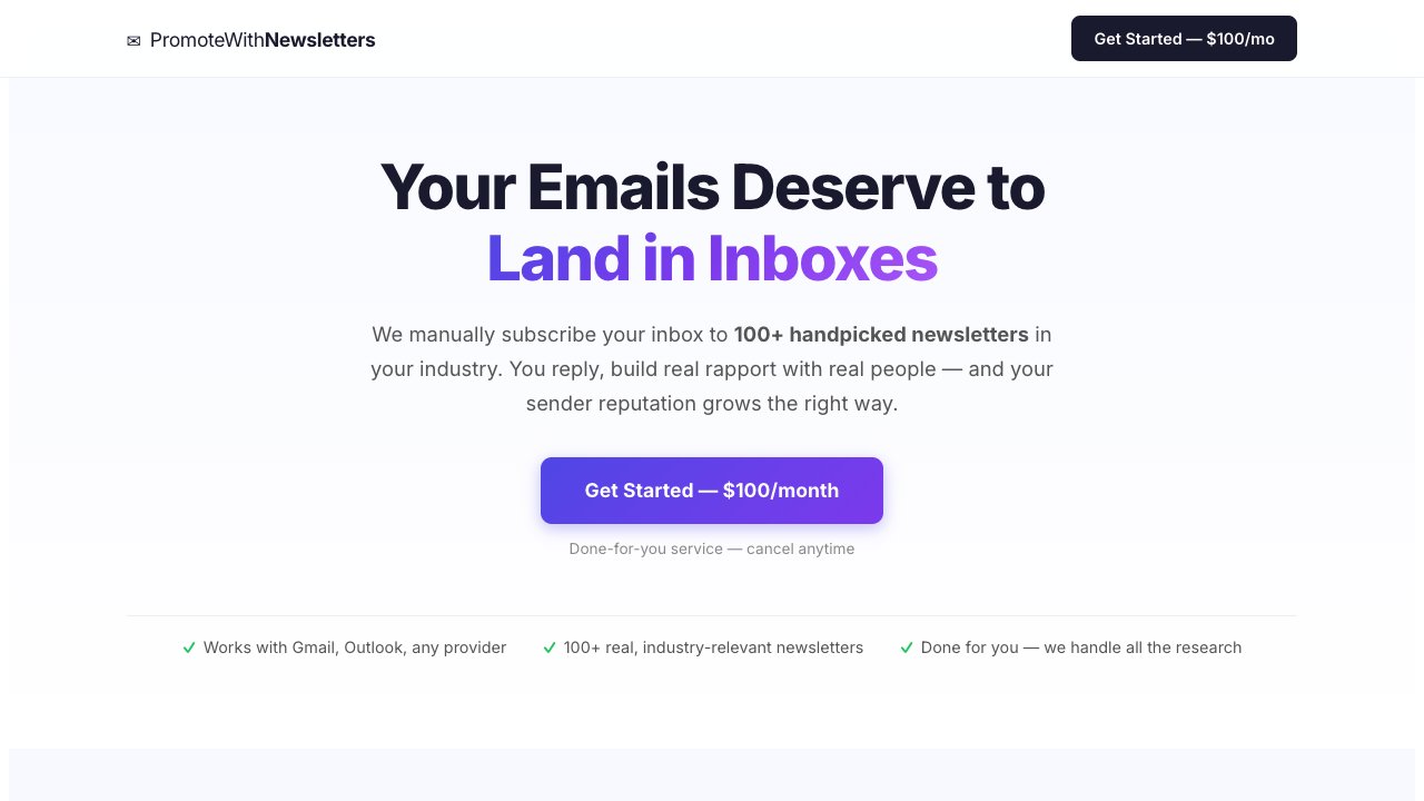 PromoteWithNewsletters — Email Warmup Service