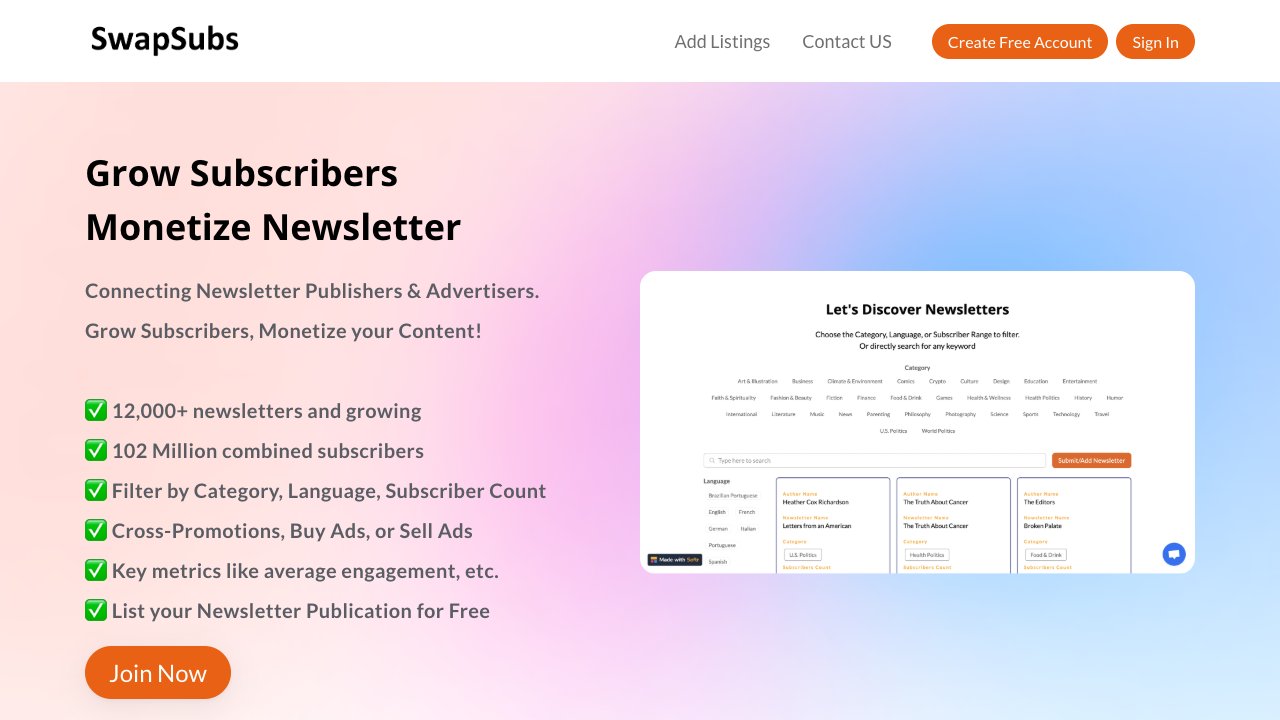 SwapSubs — Newsletter Growth Platform